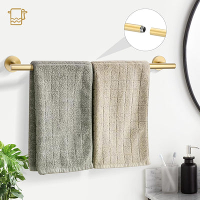 Sumerain SUS304 Stainless Steel 5 Piece Bathroom Hardware Set,  Wall Mounted 24 Inch Bath Towel Bar Set, Round Bathroom Accessories Kit , Brushed Gold