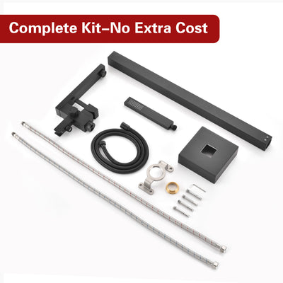 SUMERAIN Modern Bathroom Freestanding Bathtub Faucet, Matte Black Floor Mount Tub Filler with Hand Shower High Flow