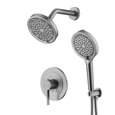 SUMERAIN Brushed Nickel Rainfall Shower System with 6-Spray Handheld Filtered Shower Head, Shower Faucet Complete with Rough in Valve
