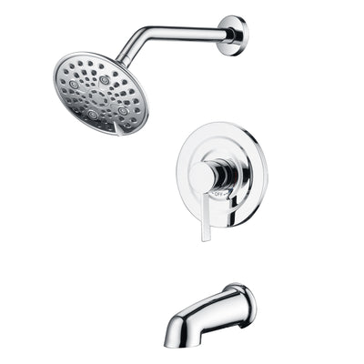 sumerain Tub and Shower Faucet Set with 6-Setting Shower Head, Modern Wall Mounted Tub Shower Systems with Valve and Trim Kit,Chrome