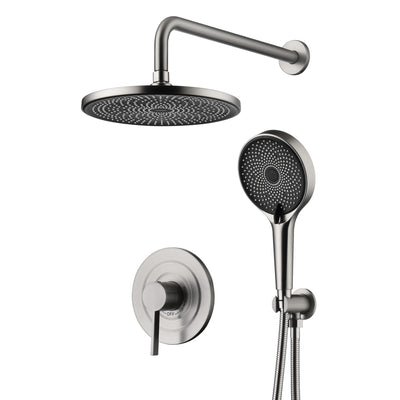 sumerain Concealed Shower Faucet Sets with 10 inch Rainfall Shower Head, Brushed Nickel Shower Fixtures with Rough-in Valve and Trim Kit