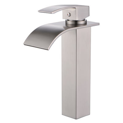 sumerain Waterfall Vessel Sink Faucet Tall Bathroom Faucet,Brushed Nickel Single Handle Single Hole Stainless Steel