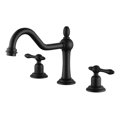 sumerain Matte Black 8 inch Widespread Bathroom Faucet, 2 Handles Vintage Basin Faucet with Swivel Spout