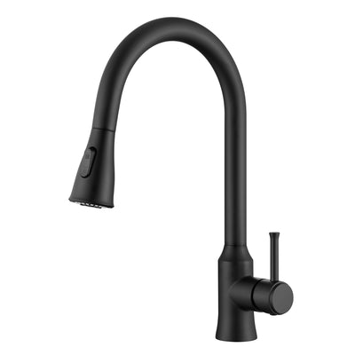 SUMERAIN Matte Black High Arc Kitchen Faucet with Pull Down Sprayer Stainless Steel Lead-Free Single Handle