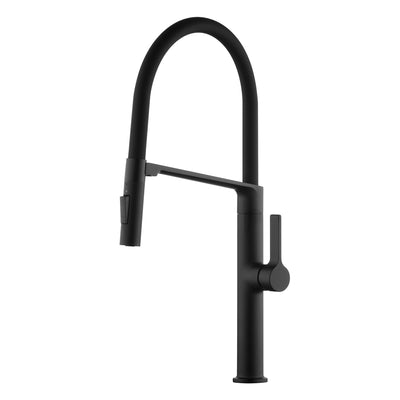 SUMERAIN Single Hole Matte Black Kitchen Faucet,Lead-Free Pull-Down Kitchen Sink Faucet, Deck Mounted