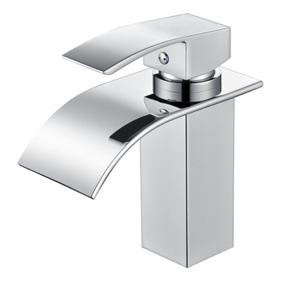 SUMERAIN Modern Bathroom Sink Faucet Single Handle Waterfall Basin Faucet with Water Supply Lines, Chrome