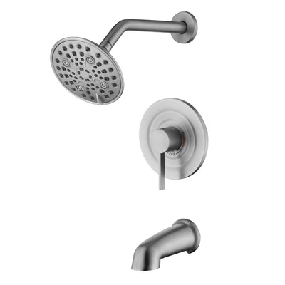 sumerain Brushed Nickel Tub and Shower Faucet Set with Tub Spout, 6-Spray Shower Head, Shower Valve Included