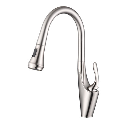 sumerain Brushed Nickel Single Handle Pull Out Kitchen Faucet, Stainless Steel 1 Hole Kitchen Sink Faucet with Pull Down Sprayer