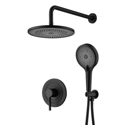 sumerain Matte Black Concealed Shower Faucet Set, Rain Shower System with 10 Inch Shower Head,Shower Fixtures with Handheld Spray Included Valve and Trim Kit