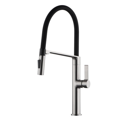 SUMERAIN Deck Mounted Kitchen Faucet with Pull-Down Sprayer, Dual Spray Mode Kitchen Sink Faucet in Brushed Nickel