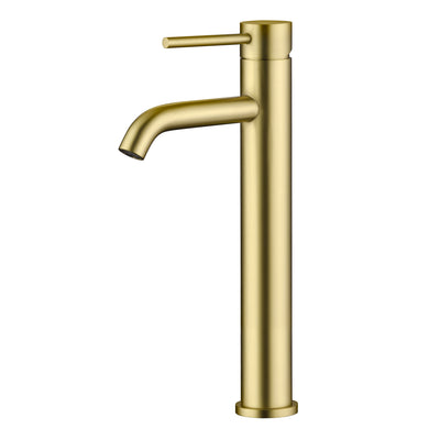 SUMERAIN Tall Bathroom Vessel Sink Faucet, 304 Stainless Steel Water-Saving Bathroom Lavatory Faucet Single Handle Single Hole, Brushed Gold Finish