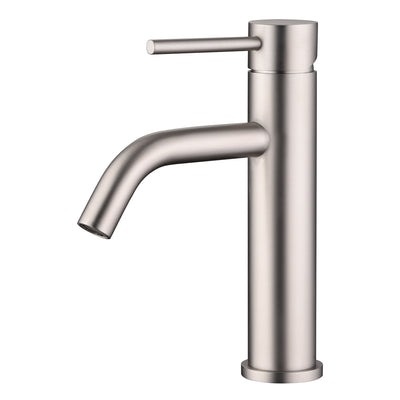 SUMERAIN Bathroom Sink Faucet Brushed Nickel, Modern Single Handle Vanity Faucet Lead-Free Stainless Steel Single Hole