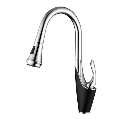 sumerain Single-Hole Kitchen Faucet with Pull Down Sprayer,Single Handle Stainless Steel Kitchen Sink Faucet,Chrome & Black