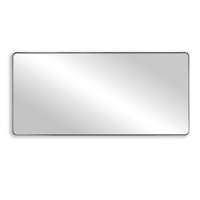 SUMERAIN Bathroom Mirror 60x28 Inch Large Rounded Rectangle, Black Metal Framed Mirror with Shatterproof Tempered Glass for Bathroom