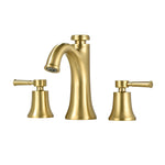 3 Hole Widespread Bathroom Faucet with Temperature Memory Function, Modern Dual Spray Vanity Faucet Solid Brass, Brushed Gold