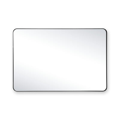 SUMERAIN Modern Bathroom Mirror, 24x36 Inch Matte Black Aluminum Framed Wall Mirror with Tempered Glass, Perfect for Contemporary Bathroom or Bedroom Decor