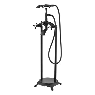 SUMERAIN Classic Freestanding Bathtub Faucet, Matte Black Waterfall Floor Mount Bathroom Tub Filler with Hand Shower, High Flow