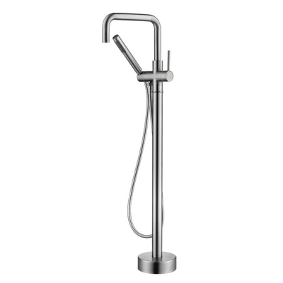 sumerain Modern Floor Mount Bathtub Faucet with Hand Shower, Brushed Nickel Freestanding Tub Faucet High Flow