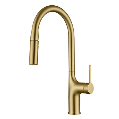 SUMERAIN Kitchen Faucet with Pull Down Sprayer Dual Mode High Arc Single Handle Lead-Free Kitchen Sink Faucet Brushed Gold