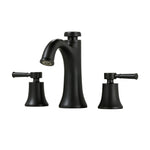 Sumerain Matte Black Widespread Bathroom Sink Faucet, 3 Hole 2 Handle Lavatory Faucet with Dual Spray Modes, Temperature Memory, Solid Brass