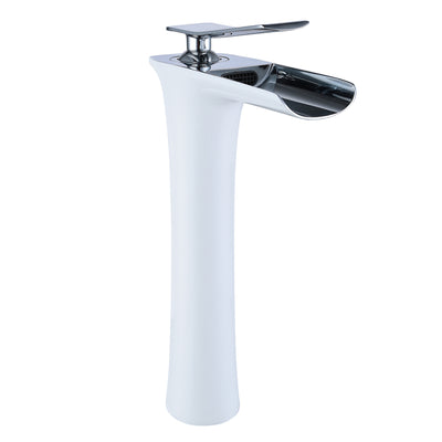 SUMERAIN Modern Vessel Sink Faucet, Single Hole Single Handle Bathroom Tall Faucet with Waterfall Spout