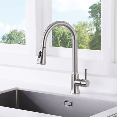 SUMERAIN Kitchen Faucet with Pull Down Sprayer Brushed Nickel, Dual Function Lead-Free Stainless Steel Sink Faucet