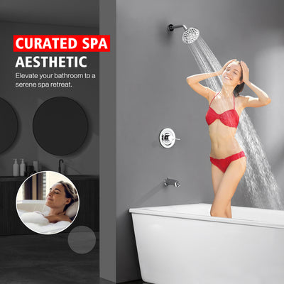 sumerain Tub and Shower Faucet Set with 6-Setting Shower Head, Modern Wall Mounted Tub Shower Systems with Valve and Trim Kit,Chrome