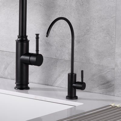 SUMERAIN Matte Black Water Filter Faucet for Reverse Osmosis Systems Filtration System 304 Stainless Steel 100% Lead-Free Drinking Water Faucet for Kichen Sink