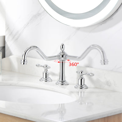 sumerain 8 Inch Widespread Bathroom Sink Faucet Chrome Finish, 2 Handle 3 Hole Vanity Faucet Traditional Style