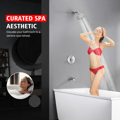 sumerain Brushed Nickel Tub and Shower Faucet Set with Tub Spout, 6-Spray Shower Head, Shower Valve Included