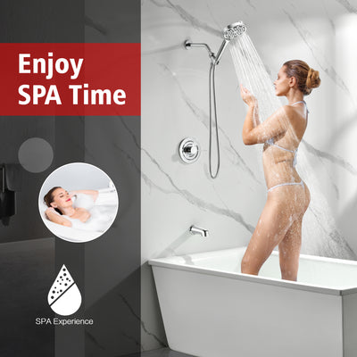 SUMERAIN Modern Shower System with 6-Spray Handheld Filtered Shower Head, Chrome Shower Faucet with Tub Spout, High Flow