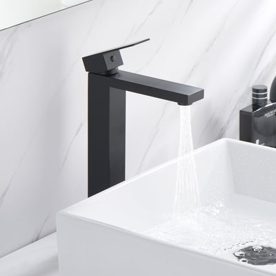 sumerain Tall Bathroom Faucet for Vessel Sink, Matte Black Basin Faucet Water-Saving&Easy Install,304 Stainless Steel