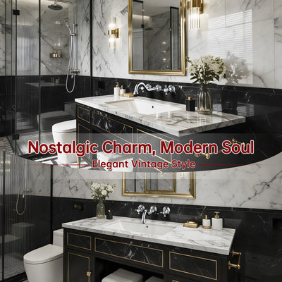 SUMERAIN Wall Mount Vintage Bathroom Vessel Sink Faucet,3 Holes Cross Knobs Brass Lavatory Basin Faucet, Chrome Finish with Included Rough-in Valve