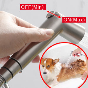 SUMERAIN Dog Shower Attachment, Pet Shower Sprayer for Dogs and Cats, Solid Brass Shower Arm Diverter and Flow regulating Sprayer, 8 Feet Extra Long Hose, Brushed Nickel Finish