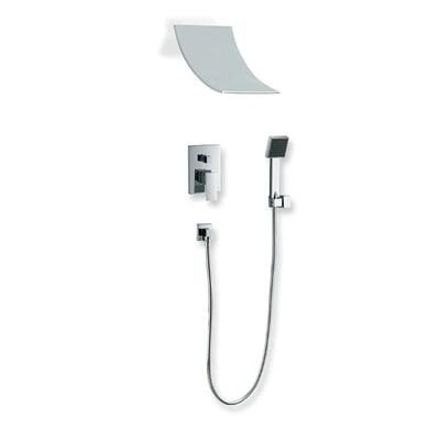 SUMERAIN  Contemporary/Modern Complete Shower System,Wall Mount Shower Faucet System with Hand Shower and Diverter，Chrome