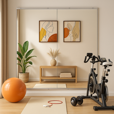 Sumerain Shatterproof Home Gym Mirror 2PCSx48x24inch, Wall Mounted Large Frameless Full Length Mirror, for Home Gym Fitness Yoga Dancing Garage