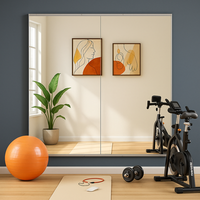 Sumerain Shatterproof Home Gym Mirror 2PCSx48x24inch, Wall Mounted Large Frameless Full Length Mirror, for Home Gym Fitness Yoga Dancing Garage