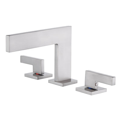 Sumerain Waterfall Widespread Bathroom Faucet Brushed Nickel Two Handle Bathroom Sink Faucet 3 Hole, 8-Inch Bathroom Faucet Vanity Faucet with Supply lines