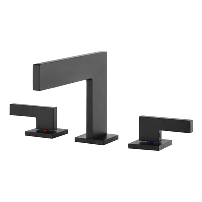 Sumerain Waterfall Bathroom Sink Faucet, Matte Black 2-Handles Bathroom Faucet for 3 Holes Sink,8 inch Widespread Bathroom faucet with supply lines