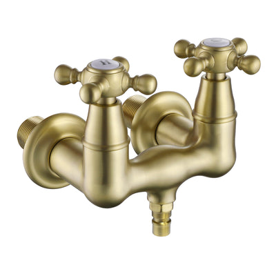 SUMERAIN 3-3/8" Badewannen-Wandmontage-Badewannenarmatur mit Klauenfuß, zwei Kreuzgriffe, gebürstetes Gold