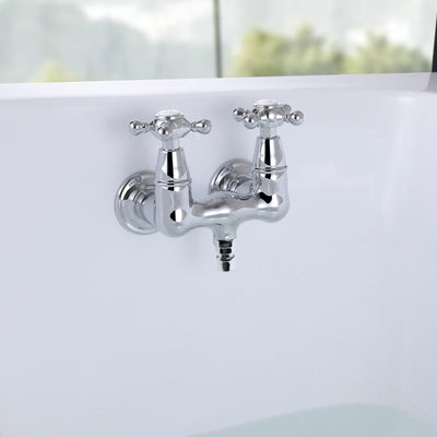 SUMERAIN Wandmontage-Wannenhahn, Vintage-Bein, Wannenfüller, 3-3/8 Zoll Mitte, hoher Durchfluss, Chrom