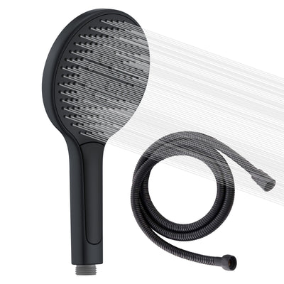 Sumerain große Handbrause mit Brauseschlauch, schwarzer Hochdruck-Duschkopf mit mehr Wasser, 3 Strahlarten