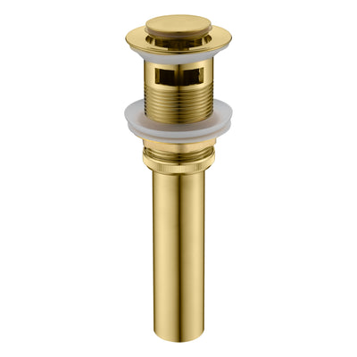 SUMERAIN Brass Pop Up Drain Stopper for Bathroom Sink with Overflow, Brushed Gold