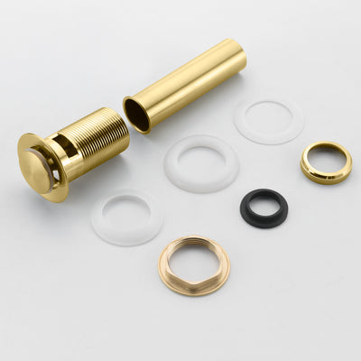 SUMERAIN Brass Pop Up Drain Stopper for Bathroom Sink with Overflow, Brushed Gold