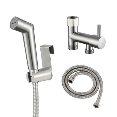 Bidet Sprayer for Toilet,Pressure Adjust Bidet Wand, Double Shut-Off Brass Valve Brushed Nickel