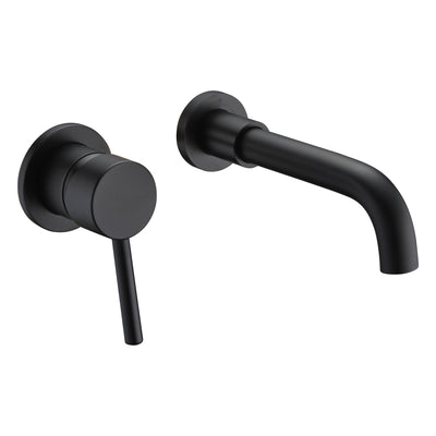 sumerain Schwarzer Badezimmer-Wasserhahn, Wandmontage, WC-Wasserhahn, linkshändiger Einhandgriff