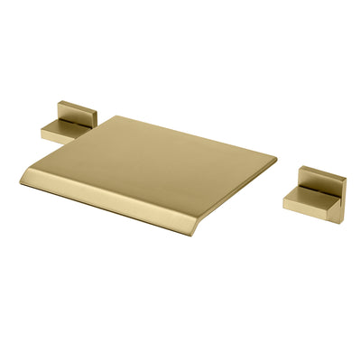 Wasserfall-Badewannen-Wasserhahn, Wandmontage, Badewannen-Wasserhahn mit Ventil, gebürstetes Gold, Wannenfüller, 3 Löcher, hoher Durchfluss