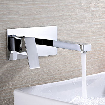 sumerain Toiletten-Wasserhahn, wandmontierter Badezimmer-Waschbecken-Wasserhahn und raues Ventil im Lieferumfang enthalten, Chrom-Finish, linkshändiger Einzelgriff
