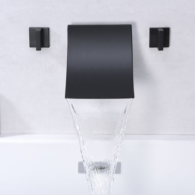 Extra High Flow Wandmontage-Wasserfall-Badewannenfüller-Wasserhahn, mattschwarz, SUMERAIN