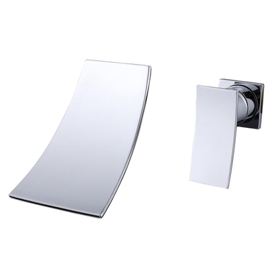 Wandmontierter Wasserfall-Badewannen-Wasserhahn, zwei Löcher, Einhebel-Chrom-Finish